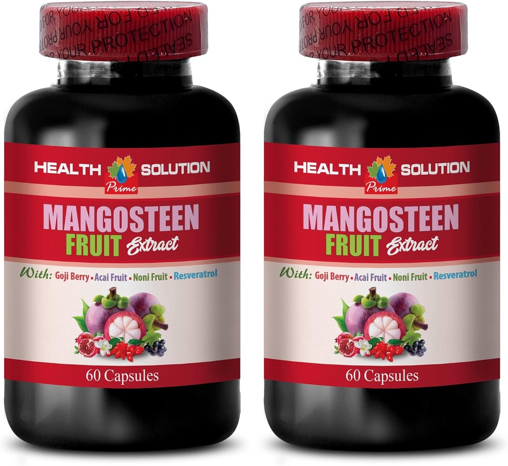 mangosteen 캡슐 - RESVERATROL, ACAI FRUIT, POMEGRANATE, NONI FRUIT, GOJI BERRY와 MANGOSTEEN FRUIT EXTRACT COMPLEX - 기억에 남는 비타민 - resveratrol 보충 - 2 병 120 모자