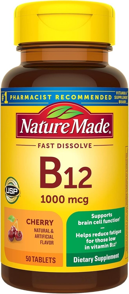 자연 만든 비타민 B-12 1000 MCG 하위 언어, 50 개 (포장 3)