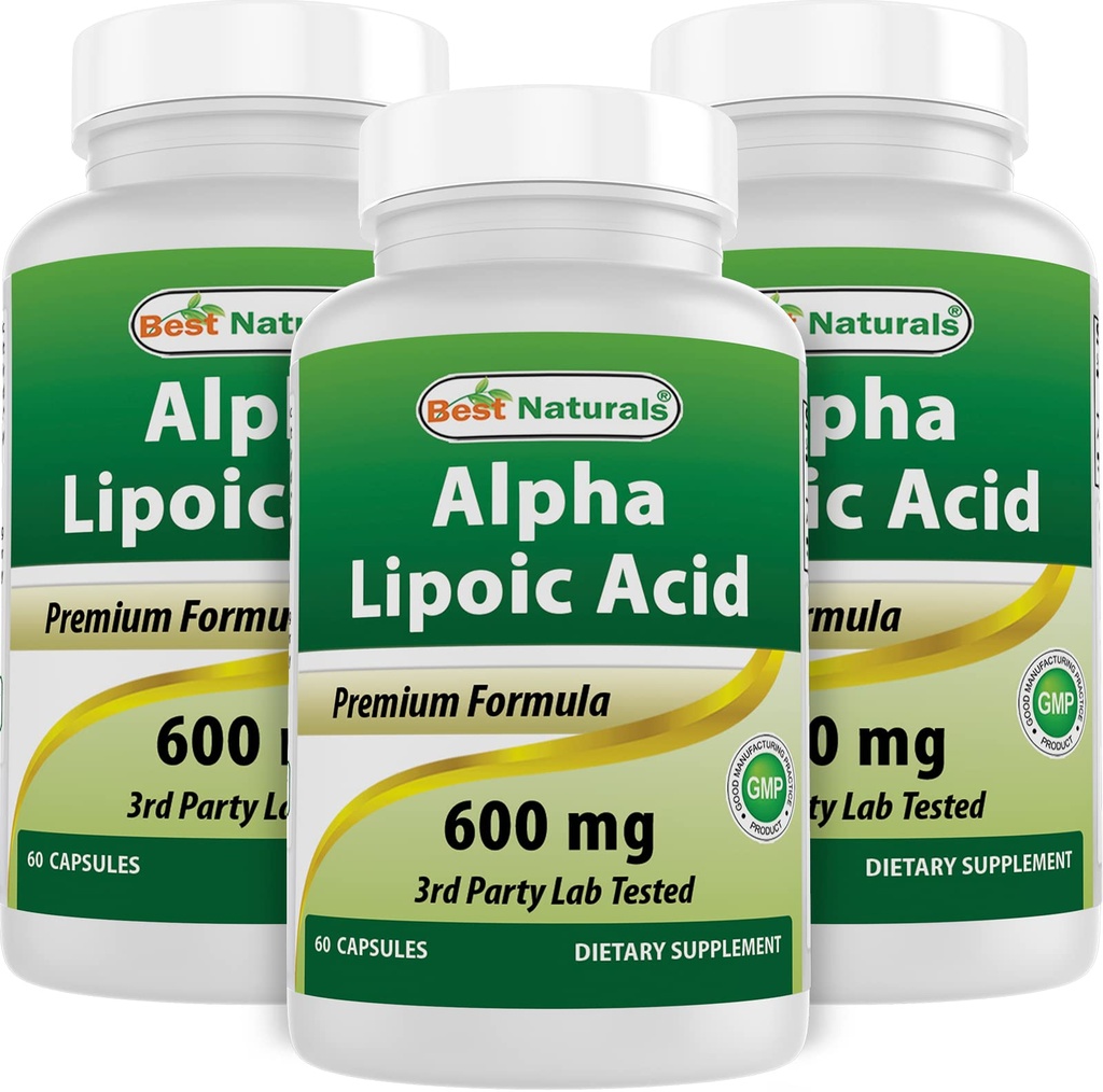 최고의 자연 알파 Lipoic 산 600 mg 60 캡슐 - ALA 강력한 산화 방지제 (60 개)
