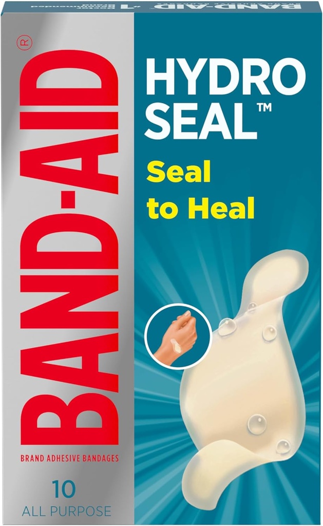 BAND-AID 상표 수력 물개 접착제 방수 붕대, 첫번째 원조를 위한 Hydrocolloid 젤 헝겊 조각, Minor 물집, 커트 & 스크랩, 10 조사를 위한 더 빠른 치유