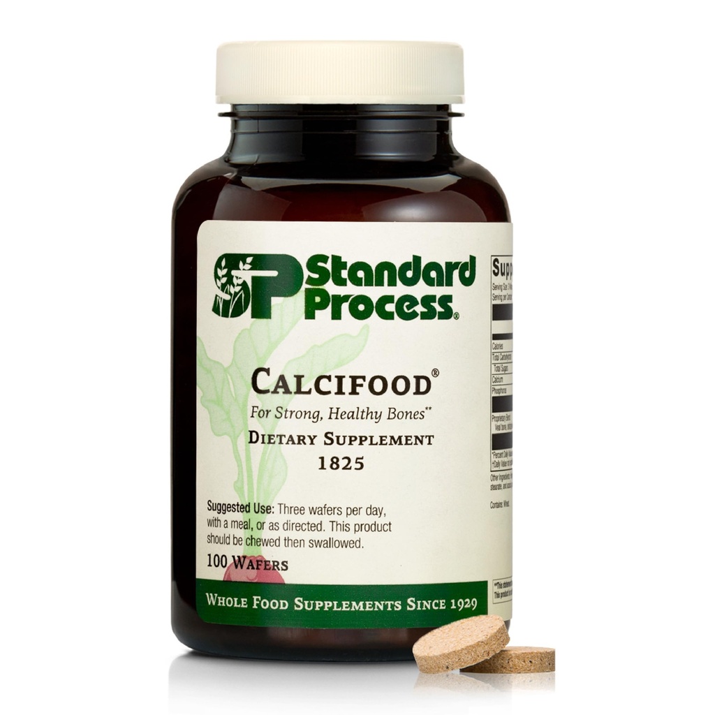 Standard Process Calcifood - 뼈 강도 및 칼슘 흡수를위한 칼슘 보충 - 여성 및 남성을위한 뼈 건강 지원 - 비 먼지 및 비 석 - 100 웨이퍼