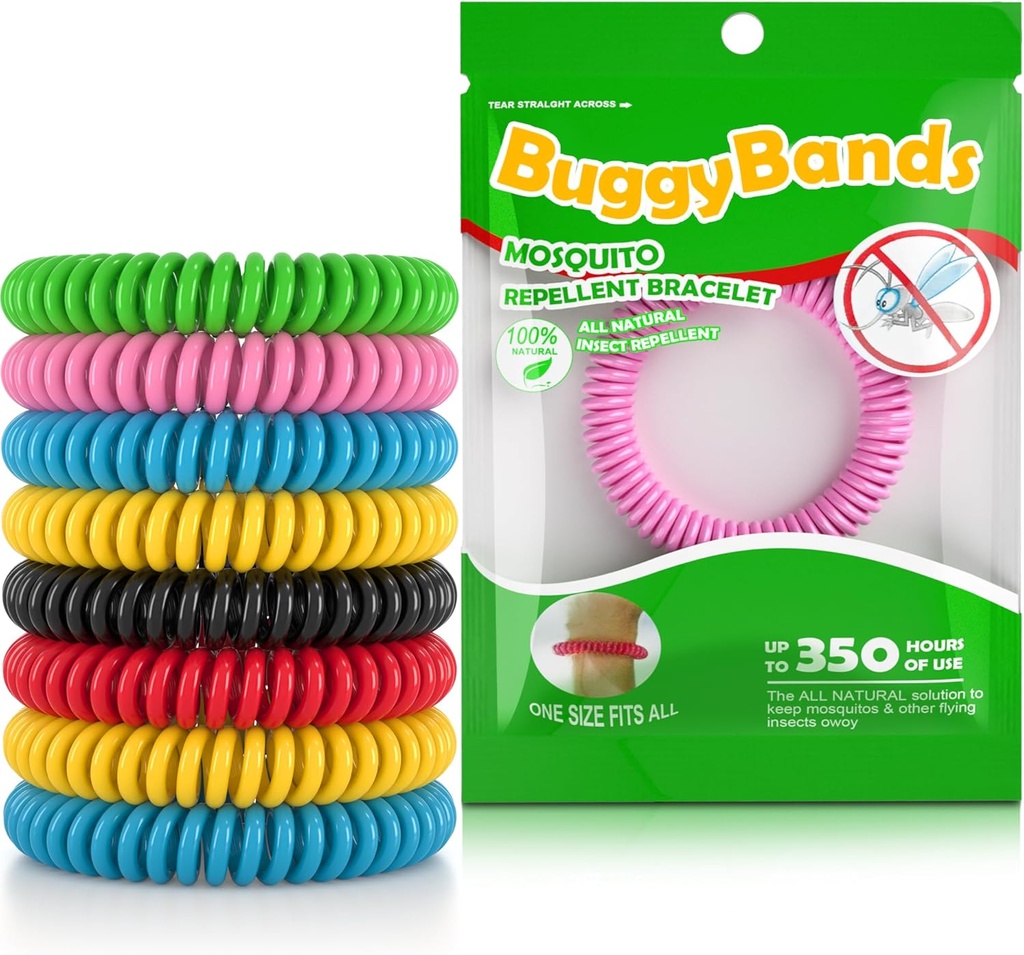 12 팩 Mosquito Repellent 팔찌, 개별적으로 포장, DEET 무료, 자연 및 방수 밴드