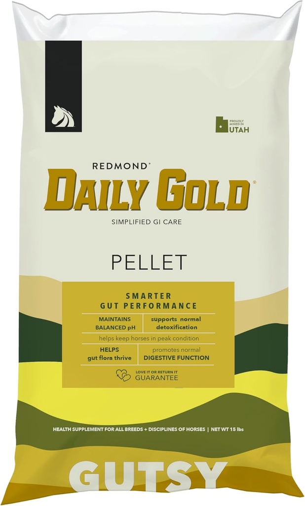 REDMOND 일일 골드 펠렛 스트레스 릴리프, 말 (15 LB)의 Gastric Ulcers에 대한 천연 치유 클레이