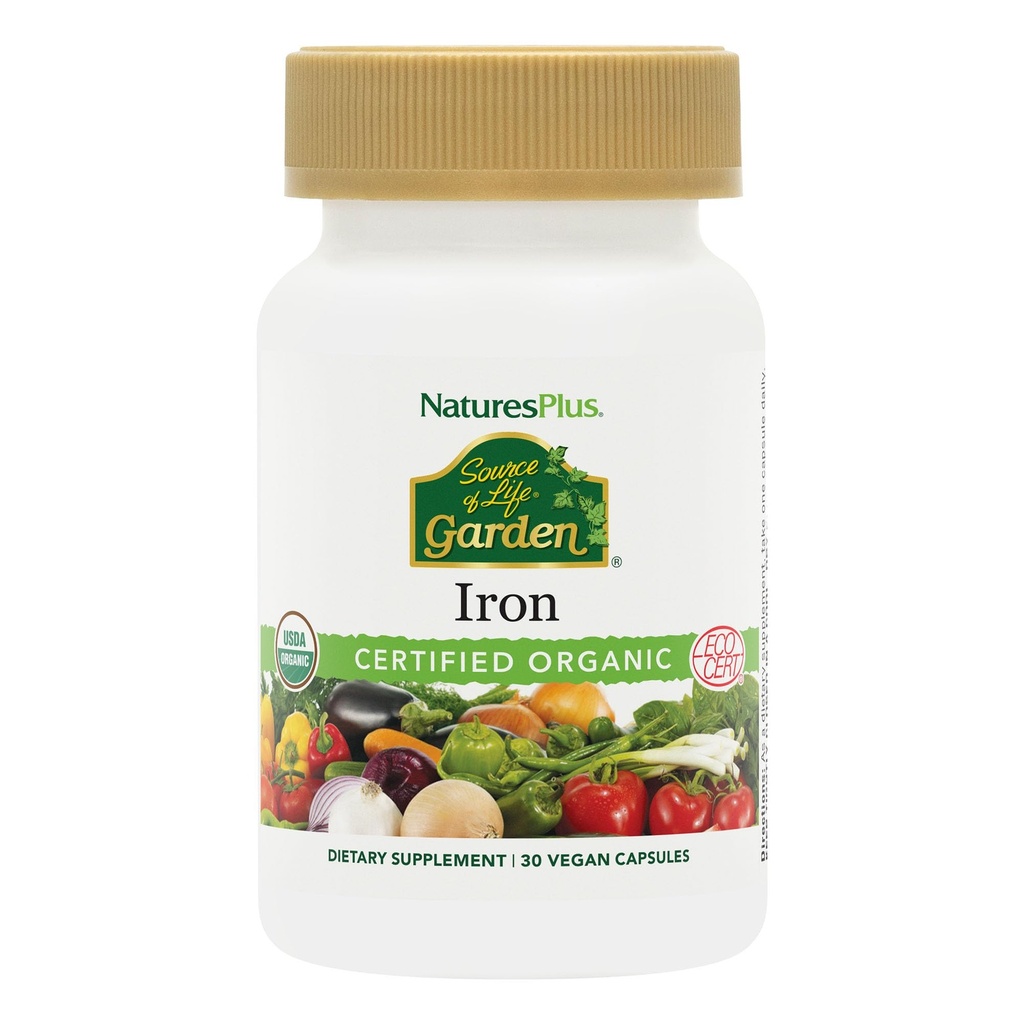 NaturesPlus 생명 정원 인증 유기 가족 철 18 mg 모자 - 30 Vegan 캡슐 - 공장 기반 철 보충 - 건강한 혈액 지원 - 채식주의, 글루텐 - 무료 30 서빙