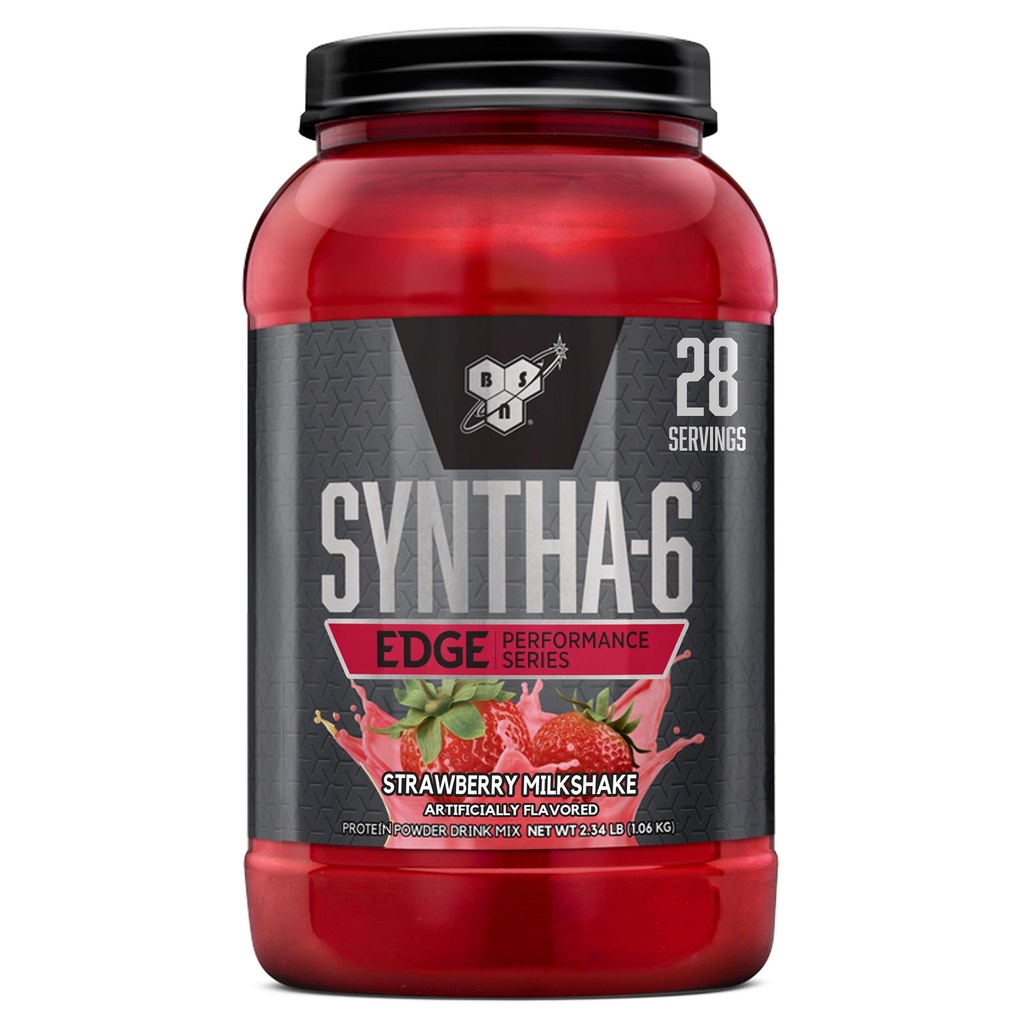 BSN SYNTHA-6 가장자리 단백질 분말, Hydrolyzed Whey, Micellar Casein, 우유 단백질 Isolate, 낮은 설탕, 24g 단백질, Strawberry Milkshake, 28 서빙과 딸기 단백질 분말