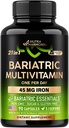 NUTRAHARMONY Bariatric Multivitamin - 45 mg 철 보충제 - 미국에서 제조 - 여성 및 남성 - 올인원, 21 에센셜 비타민 - 위장 소매 지원 - 가벼운 열대 맛 - 90 캡슐