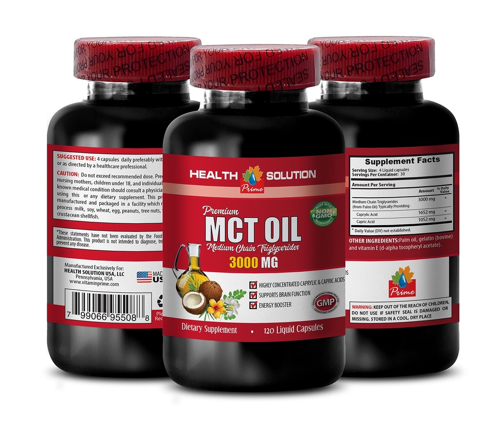 면역 체계 승압기 - MCT 기름 3600MG, 순수한 100% - 중간 사슬 triglycerides, mct 기름 보충교재 softgels, mct 기름 알약 유기, mct 기름 캡슐, mct 기름 알약, mct 기름 - 1개의 병 (120 Softgels)