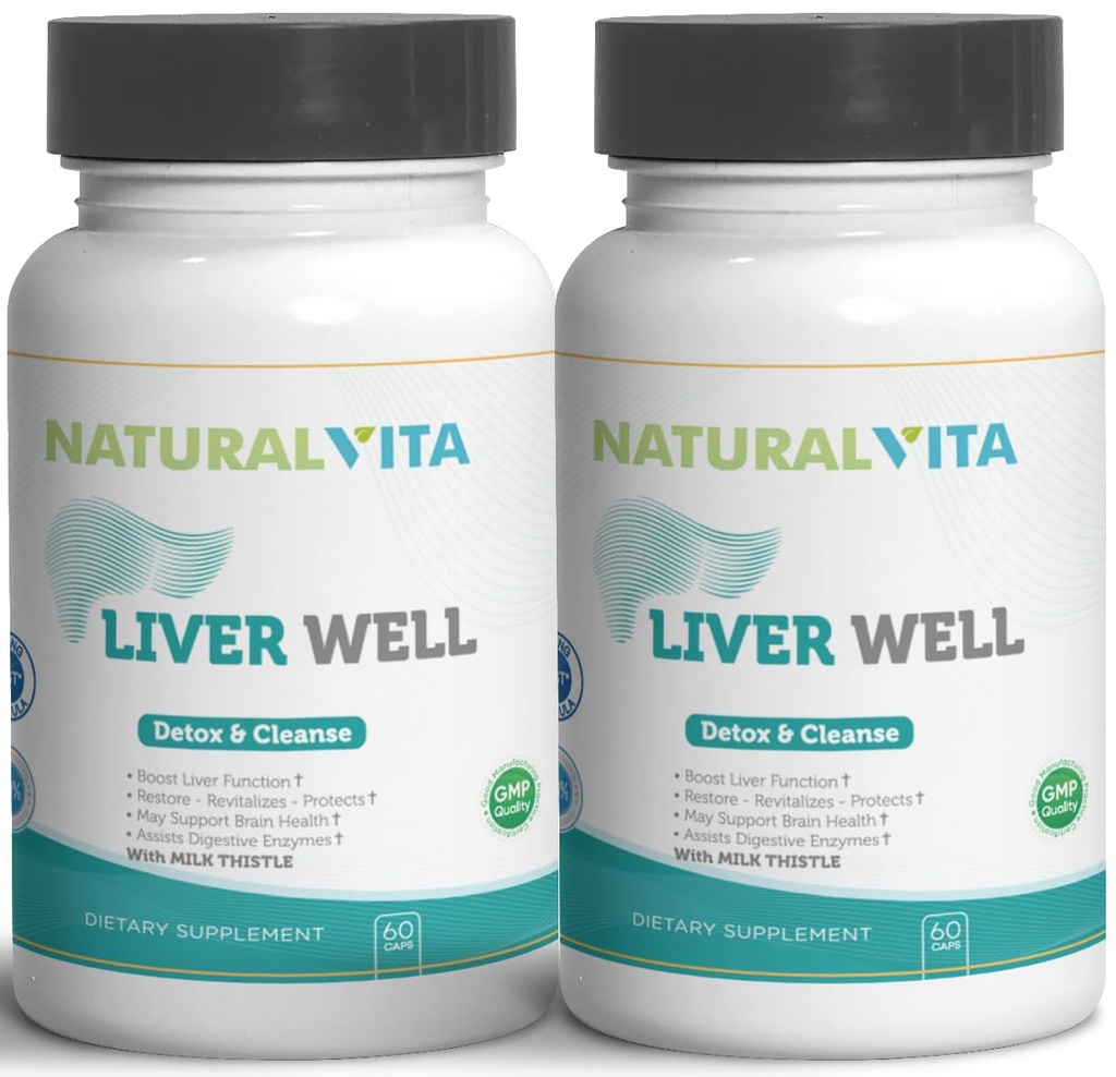 Liver Well (2) Cleanse, 대사 지원 Dtox - 우유 이틀 추출물을 가진 Liverwell 건강을 위한 간결