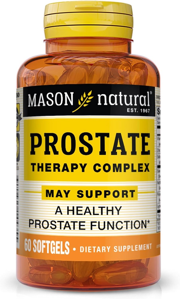 MASON NATURAL 전립선 치료제는 톱 팔로토, Nettle Root & Pumpkin Seed Oil과 함께 - 건강한 전립선 기능 지원*, 60 Softgels