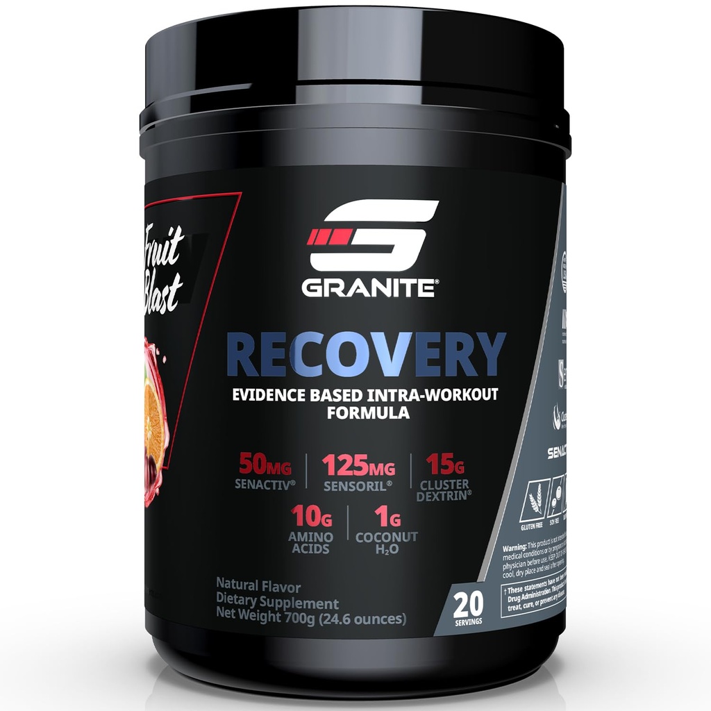 화강암 영양 회복 - EAAs, Cluster Dextrin, Sensoril & Senactiv를 가진 프리미엄 인트라 운동 음료 및 Lean 근육 이익 - 과일 폭발 (30 인분)