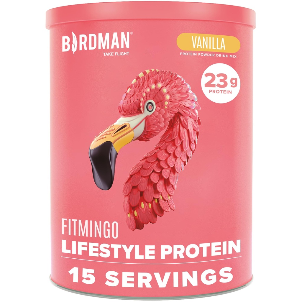 BIRDMAN Fitmingo Vegan Protein Powder with Inositol, Collagen Boosters, Hyaluronic Acid and Vitamins | 낮은 Carb, Dairy Free, Low Calorie | 23g 플랜트 기반 블루베리 단백질 파우더 Myo-Inositol