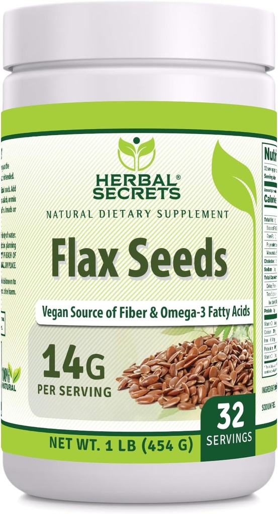 허브 비밀 유기 전체 플럭스 씨앗 보충 | 14 G Per 서빙 | Raw Vegan | Non-GMO | 글루텐 프리 | 미국제 (1 팩, 1 Lb)