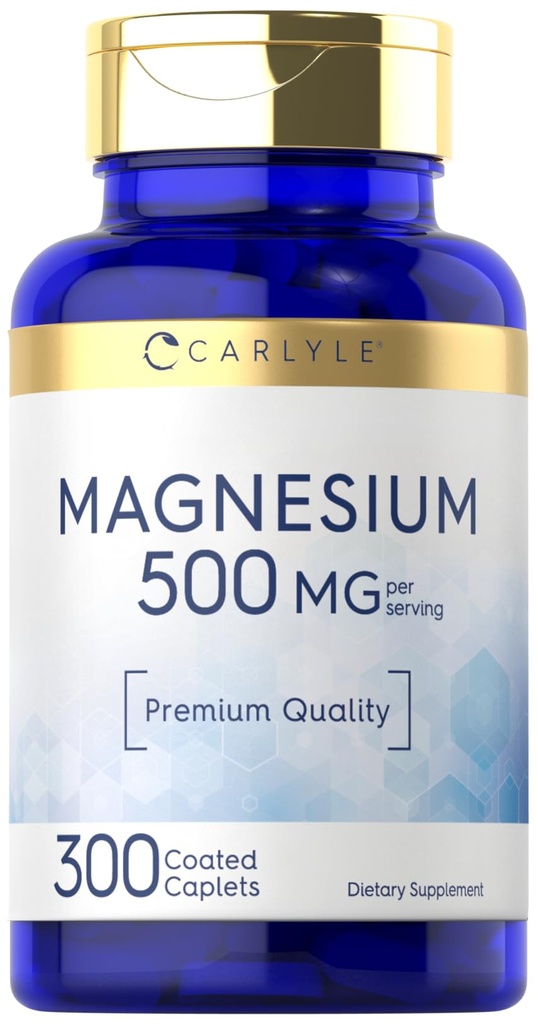 Carlyle 마그네슘 500mg | 300의 코팅 모자 | 채식주의, 비 GMO 및 글루텐 무료 보충