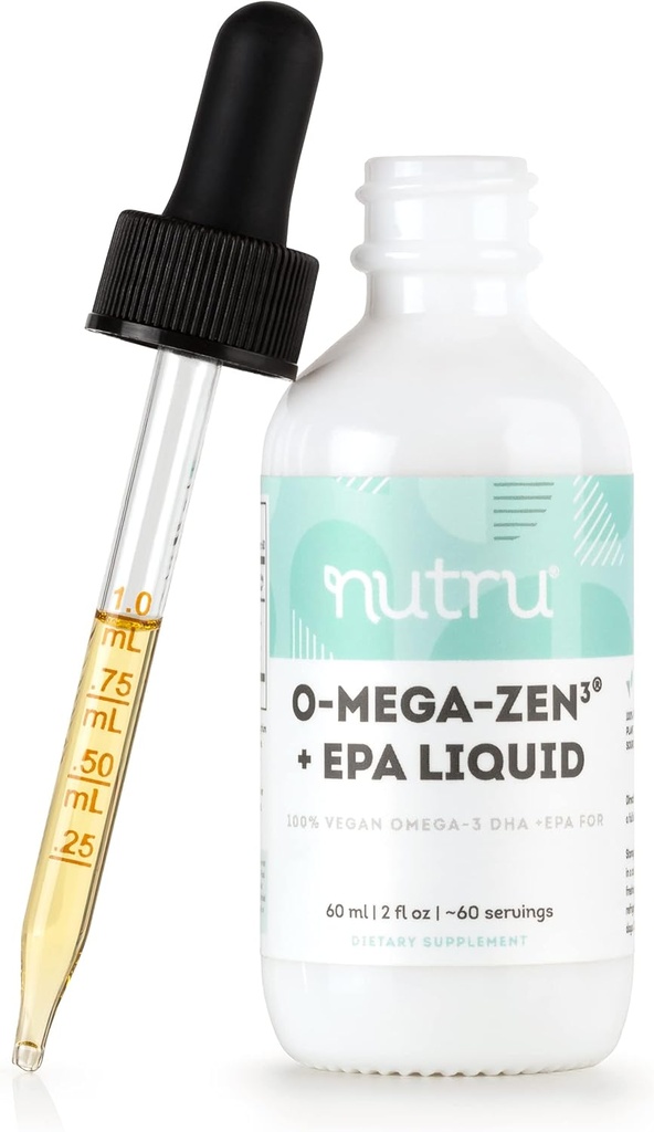 O-Mega-Zen3 +EPA Vegan 오메가 3 DHA EPA 액체 보충교재 - Algal Omega3 정유 - 2 Fl Oz