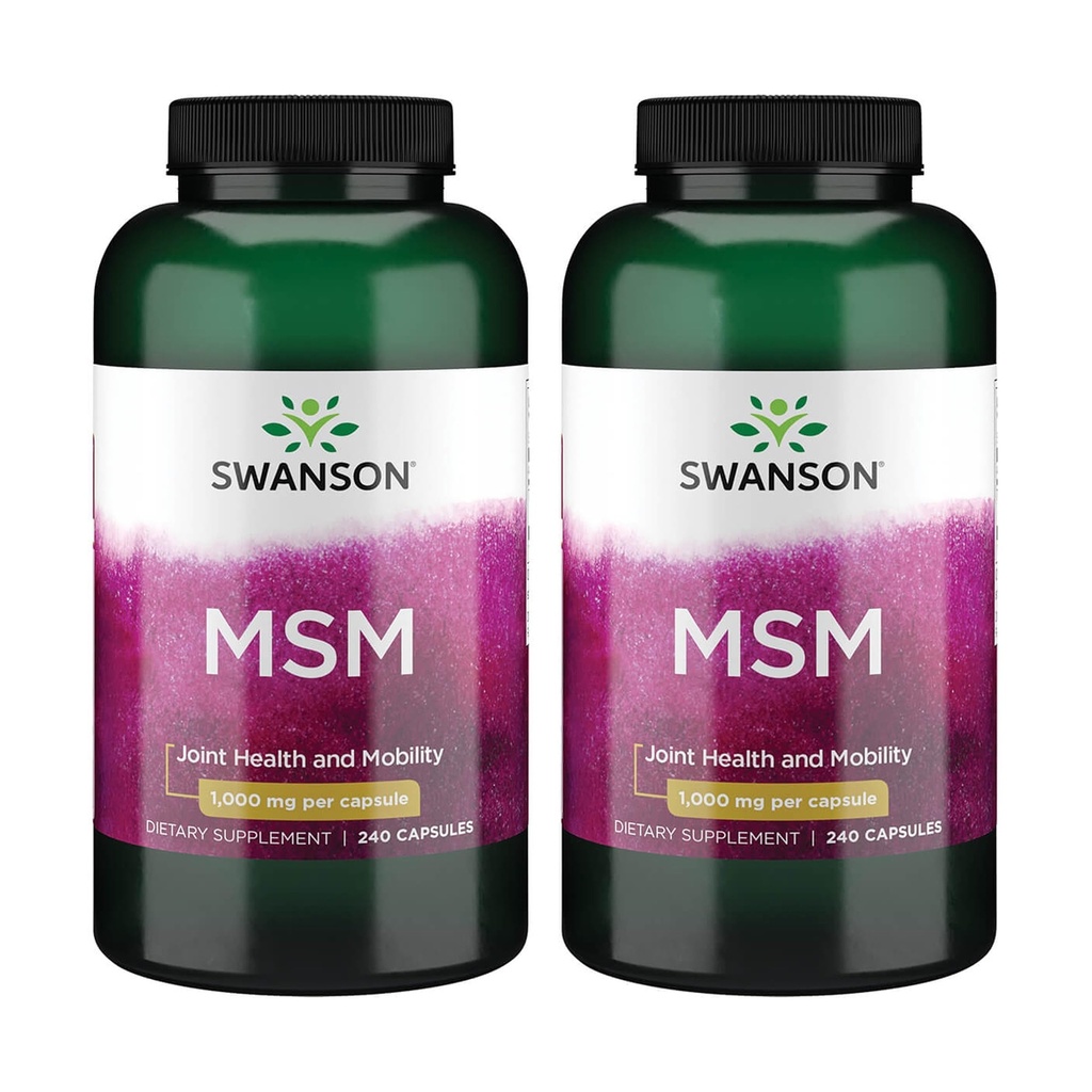Swanson MSM - Mobility & Joint Health Support를 촉진하는 필수 미네랄 - Cartilage, Collagen, & Hair를 포함한 Connective Tissue Health 유지 - (240 캡슐, 1000mg 각각) 2 팩