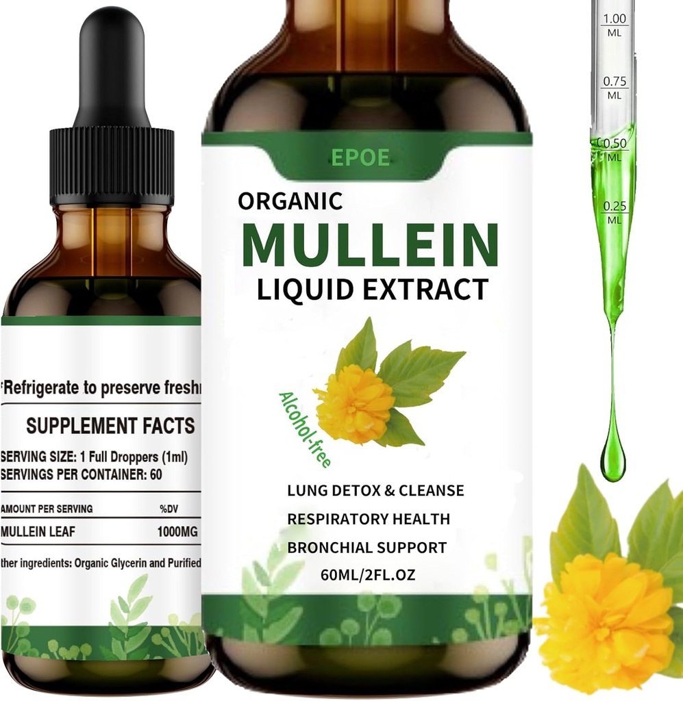 Mullein 잎을 가진 액체 하락, Lungs 유기 호흡 부스터 알콜을 위한 Mullein 하락은, Immune와 호흡 건강 지원, 백색을 위한 Lung Cleanse를 해방합니다
