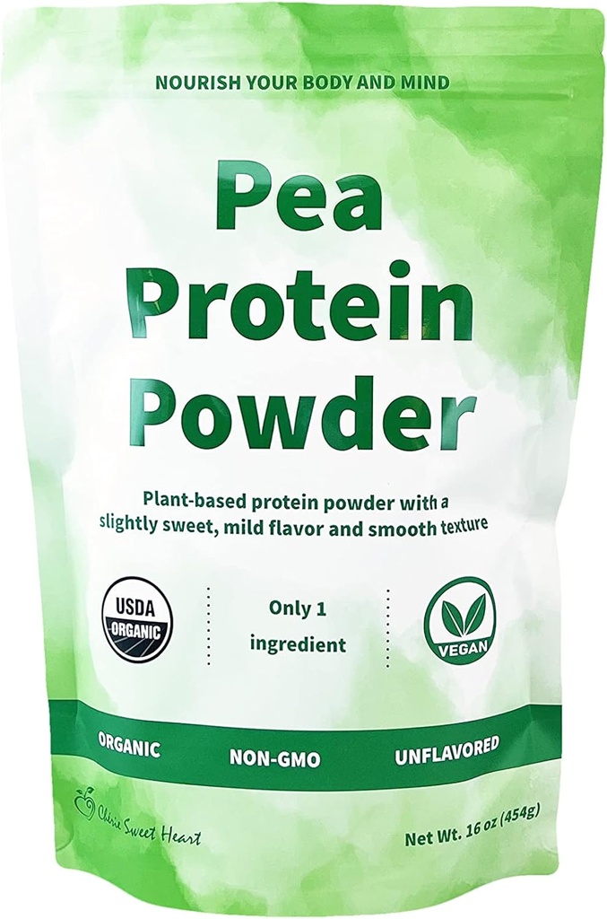 Cherie 단 심장 유기 완두 단백질 분말 1 lb, 100% 비 GMO, 낙농장 자유로운, Keto-Friendly, 글루텐 자유로운, Soy 자유로운, 식물 기초를 두는 단백질
