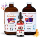 LIQUIDHEALTH 성인 초점 & 에너지 액체 비타민 뭉치 메가 에너지 B 복합체, USDA 유기 메틸 B12 하락, Neurologic Nootropic 초점 보충교재 - 부스트 에너지, 계류 - 미국은, 비 GMO 만들었습니다