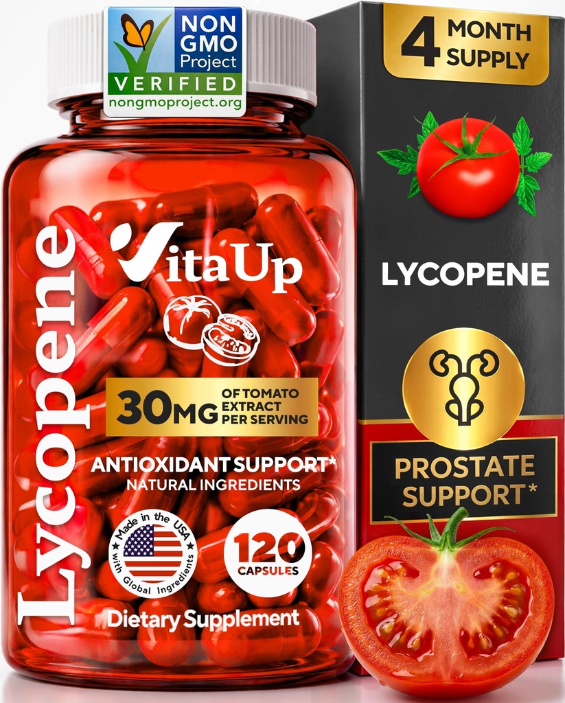 자연적인 토마토 추출물을 가진 남자를 위한 Lycopene 보충 교재 - 전립선, 피부 & 산화 방지제 지원을 위한 비 GMO Lycopene 보충교재 - 120 조사