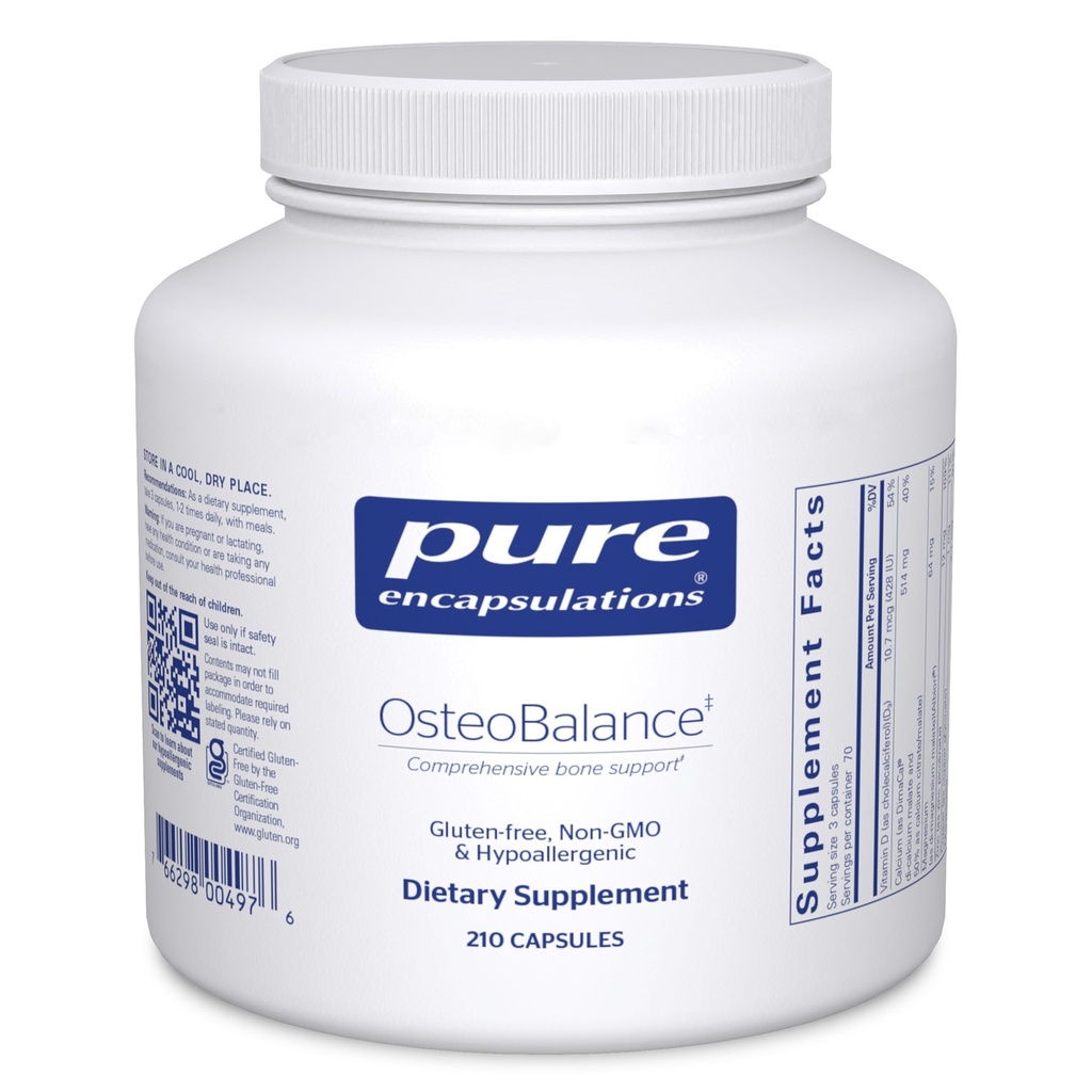 Pure Encapsulation OsteoBalance | 칼슘 흡수를 촉진하는 Hypoallergenic 보충 및 건강한 뼈 광화 강화 * 210 캡슐