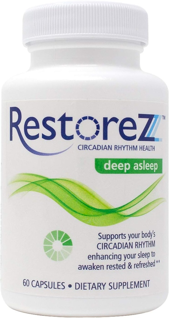 RestoreZ Deep Asleep (60 캡슐) 천연 수면 보충 - Combat Nighttime Disruptions and Restore Your Sleep - 수면 무력 형성