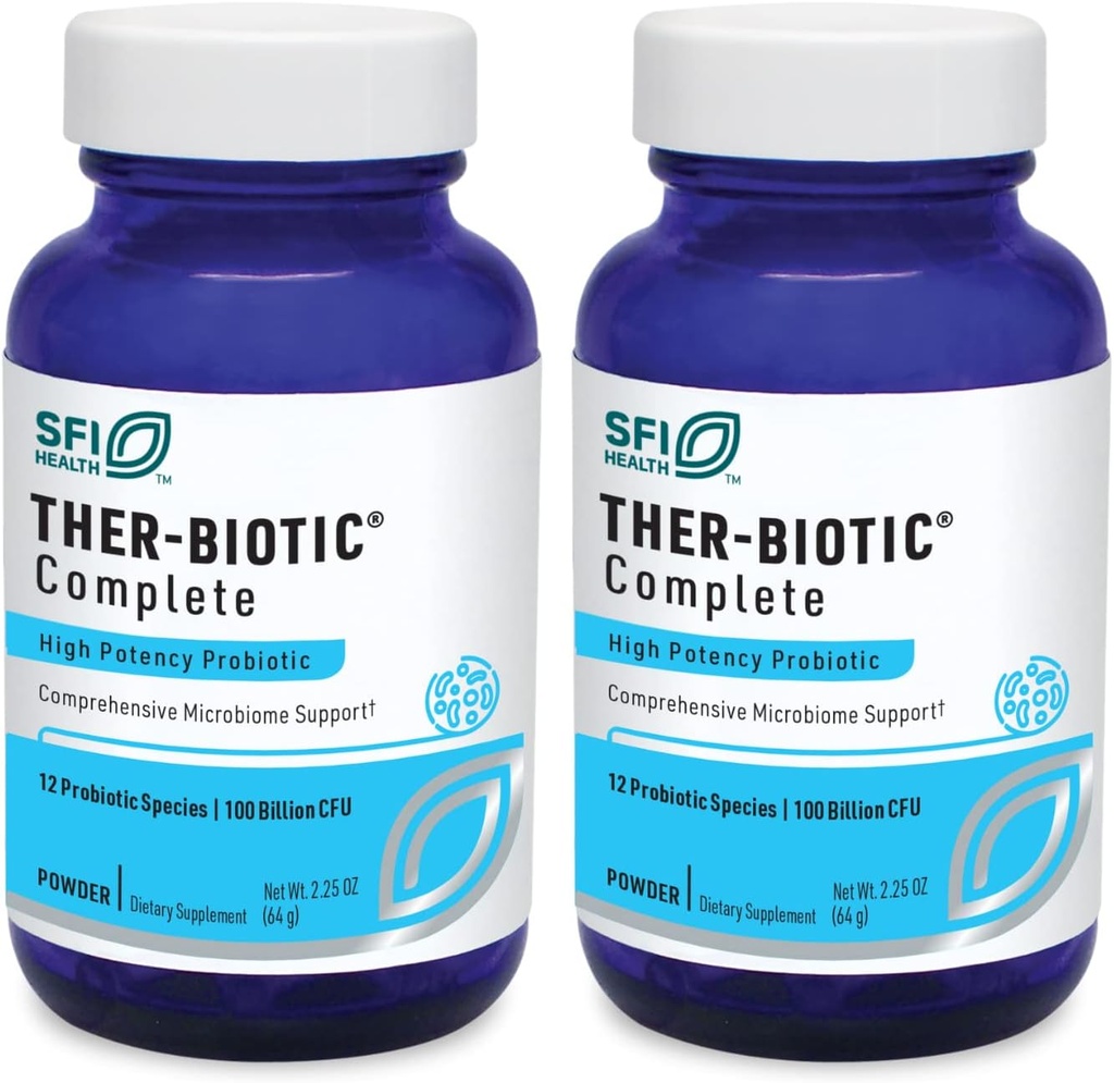 Klaire Labs SFI 건강 Ther-Biotic Complete Probiotic Powder - 100억 CFU - 소화 건강 및 면역 지원을위한 남성 및 여성 프로바이오틱스 - Dairy-Free, Hypoallergenic (64g, 2 Pack)