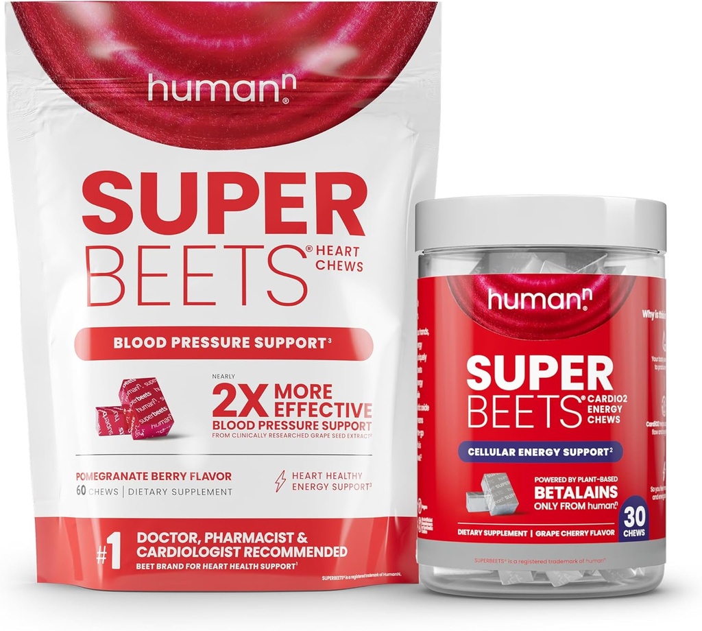 인간적인 SuperBeets 심장 & CardiO2 Chews