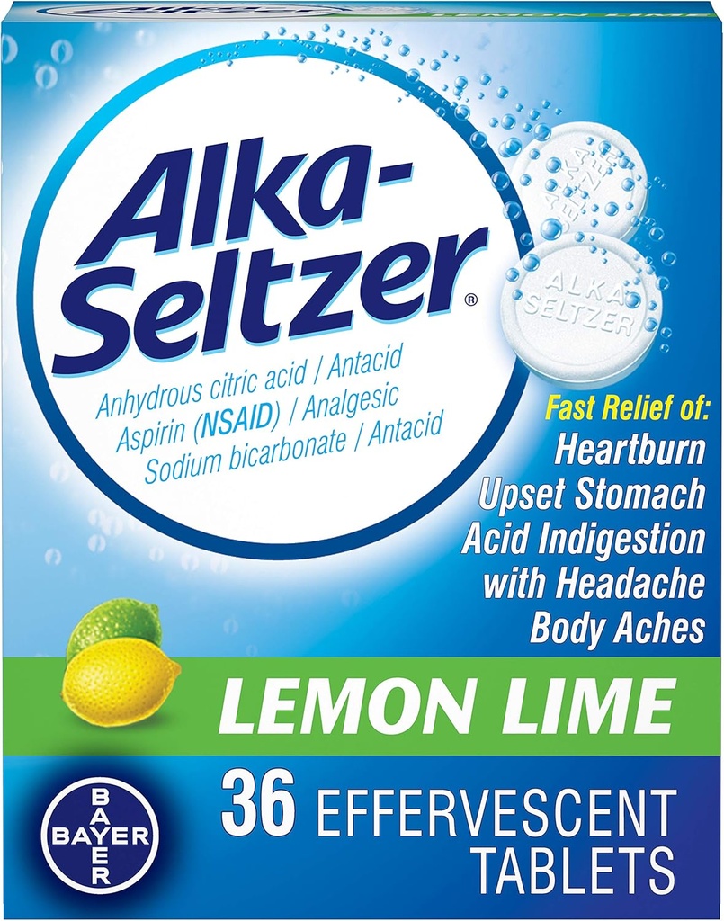 Alka-Seltzer 레몬 Lime 36 Effervescent 정제 (팩 2)
