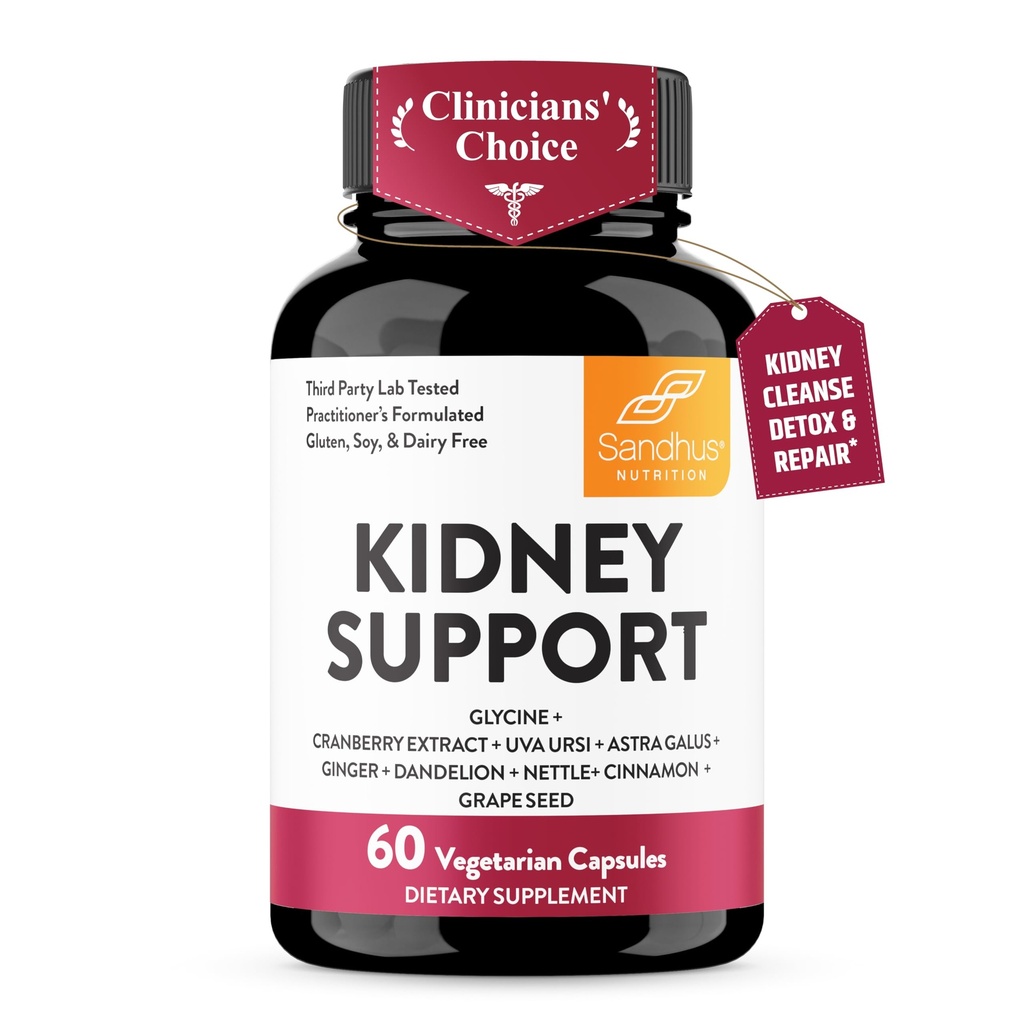 Sandhu 's Kidney Cleanse Detox & Repair Support Supplement for Men and Women | 크랜베리 추출물 | 지원 Kidney & Urinary Tract Health | 60 채식 캡슐 (팩 1)