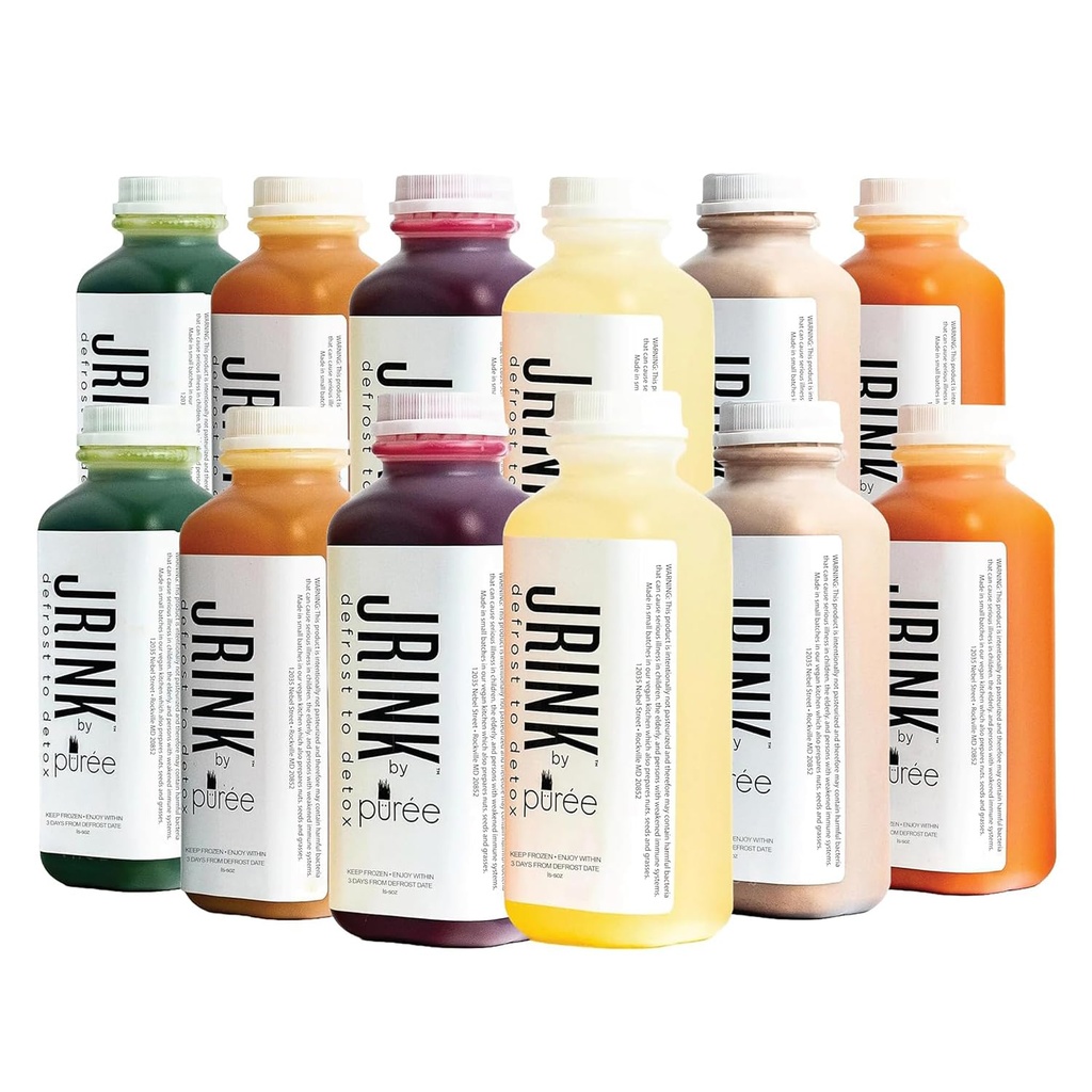 JRINK by Purée Intermediate Juice Cleanse, 유기농 2 일 건강 야채와 과일 주스, 냉동 프레스 주스 클렌징, 12 병, 16oz 각각