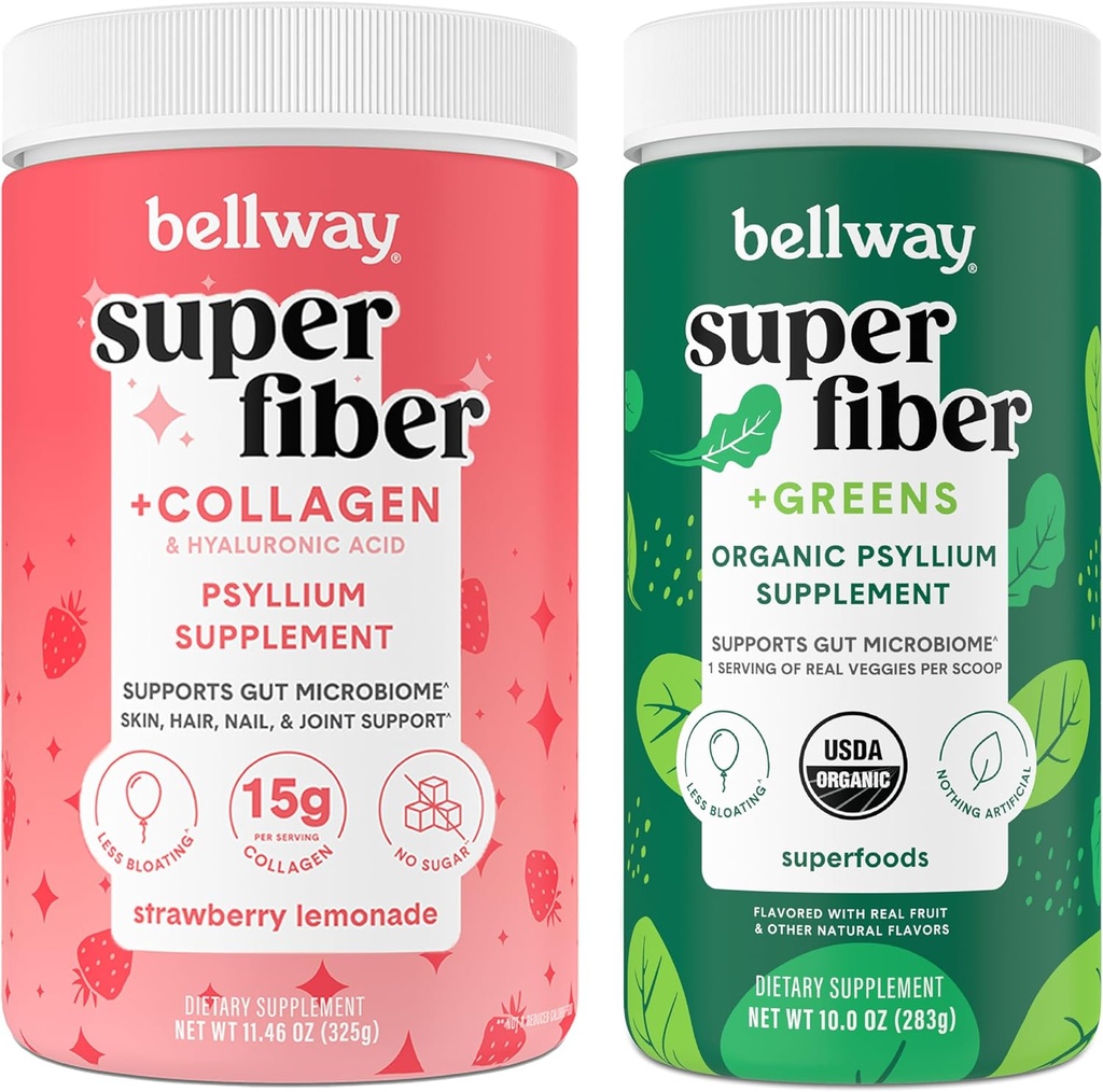 Bellway 최고 섬유 분말 + 교원질, Strawberry Lemonade 최고 섬유 + 녹색