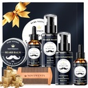 Beard Growth Kit - 7 Pc Kit, 세척, 오일, 컨디셔너, 발름, 빗, 남성용 선물 상자 세트 포함