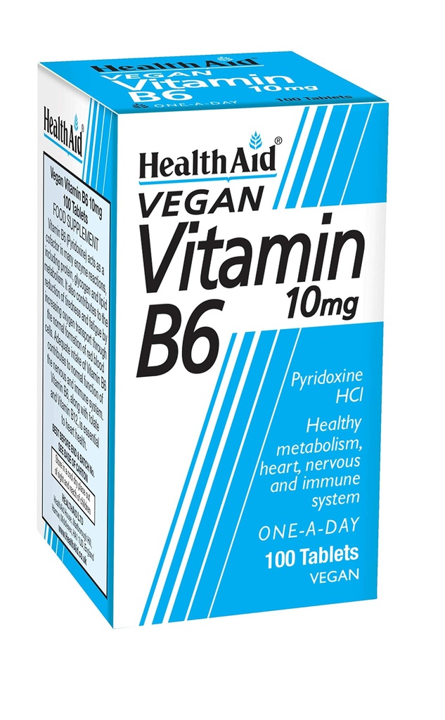 건강 보조 비타민 B6 (Pyridoxine HCl) 10mg 100 정제