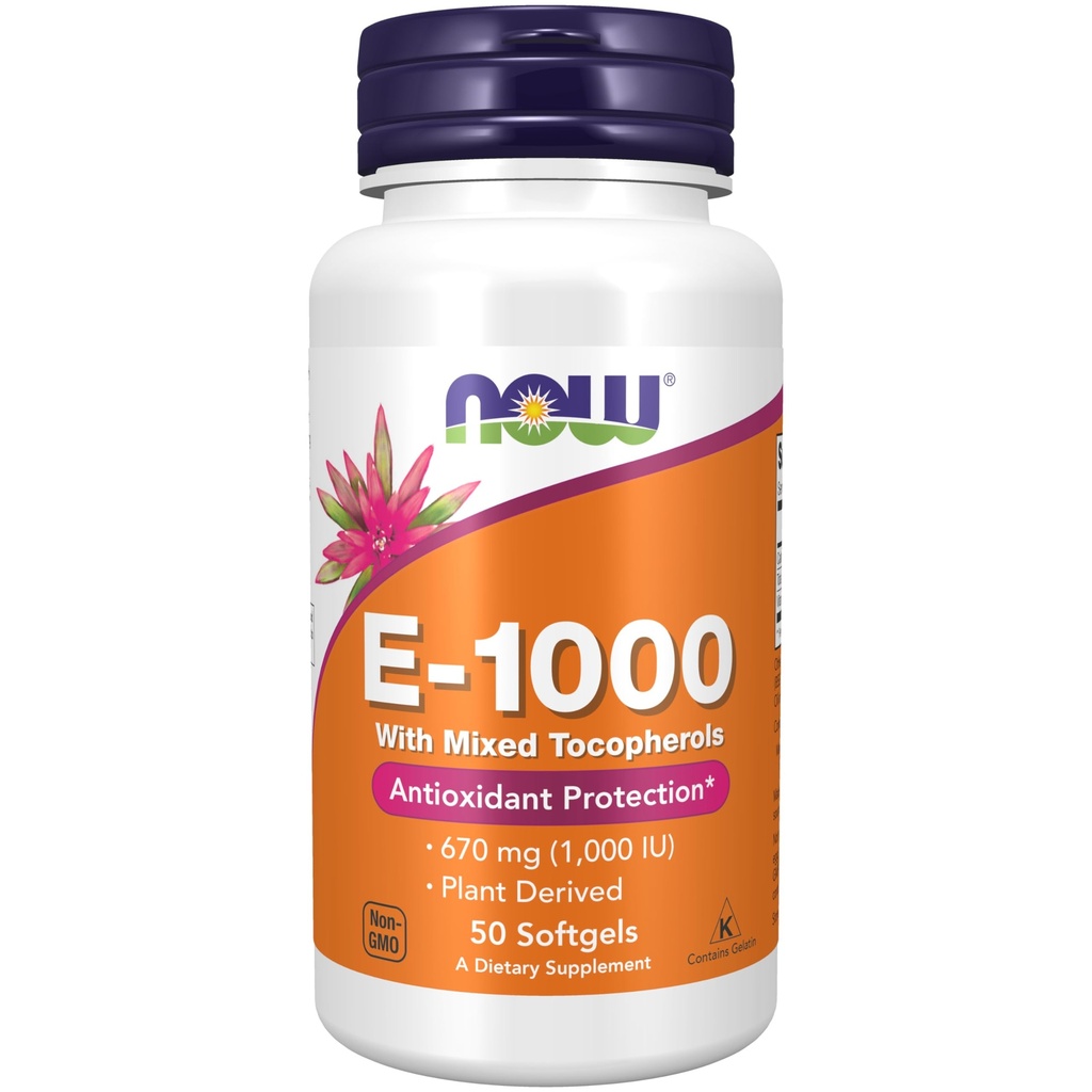 지금 식품 보충제, 비타민 E-1,000 IU 혼합 Tocopherols, 산화 방지 보호 *, 50 Softgels