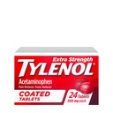 Tylenol Extra Strength Pain Reliever & Fever Reducer, Round coated Tablets, 500 mg Acetaminophen Pain Relief Pills for Headache, Toothache & Minor 관절염 통증, 24 ct