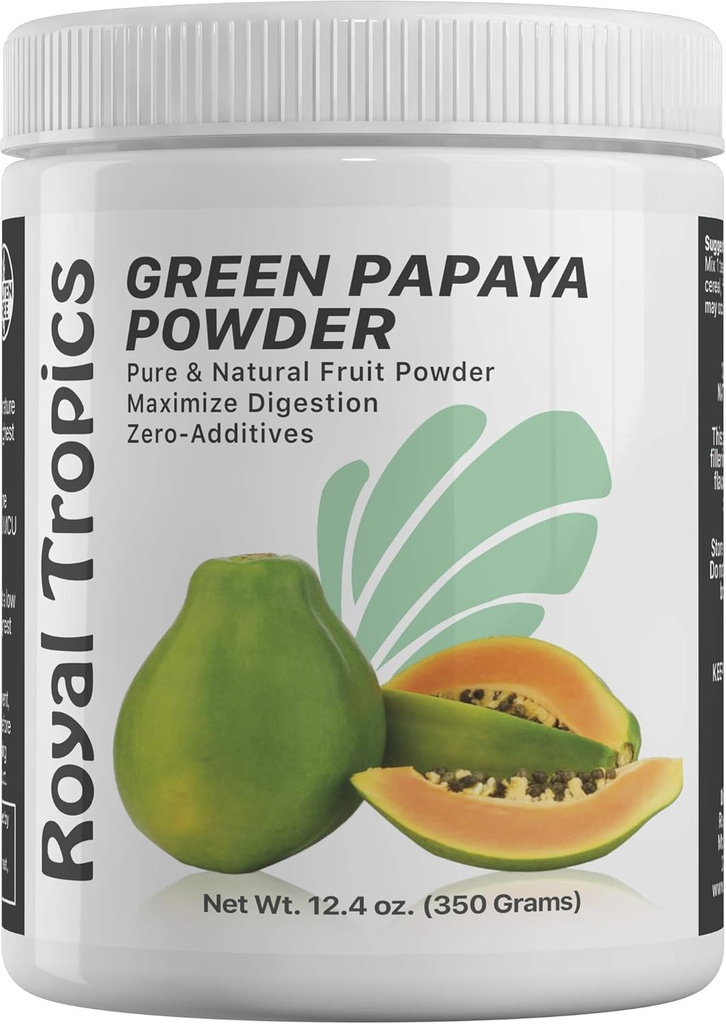 Royal Tropics 녹색 Papaya 분말. Digestive 지원을 위한 효소.