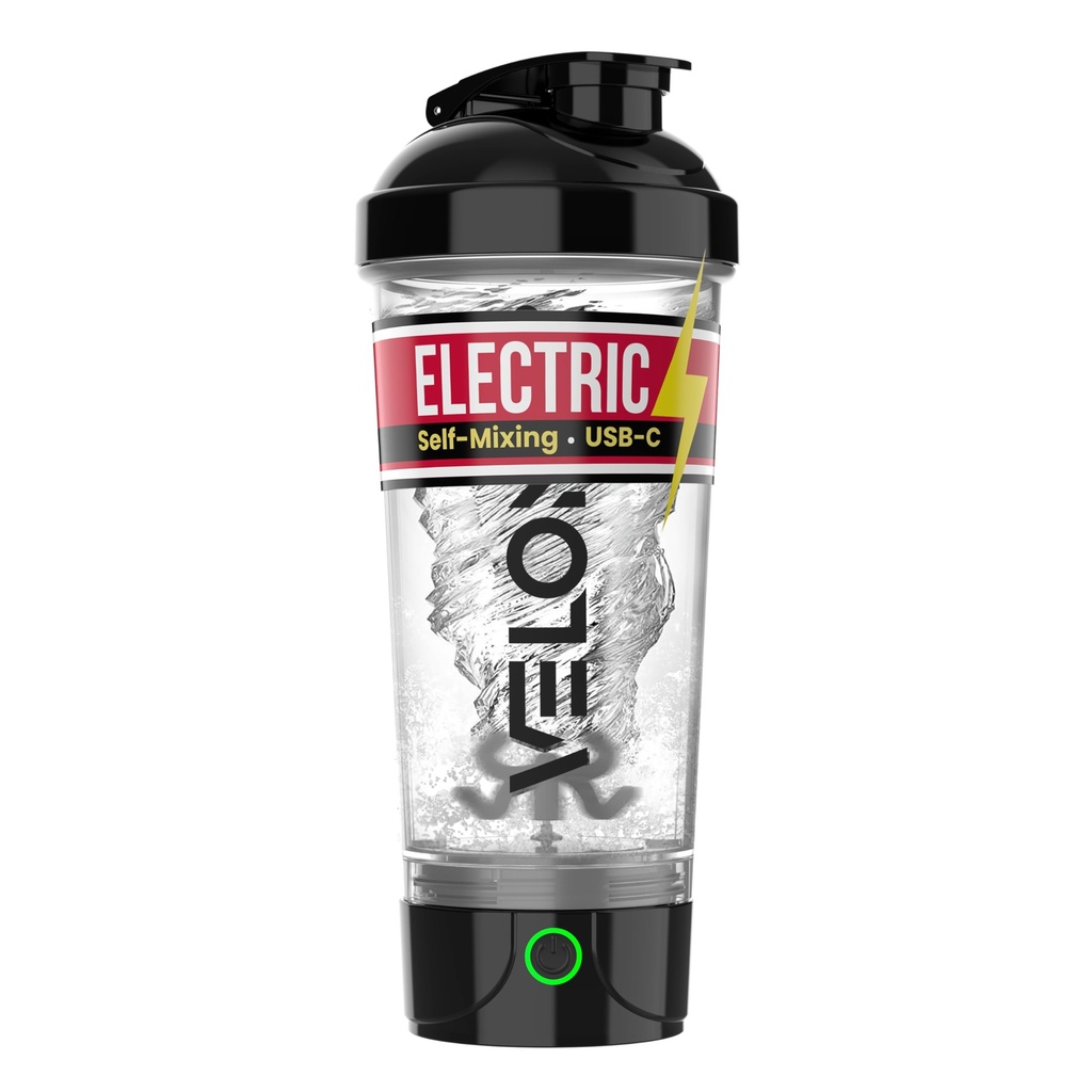 VELOMIX 전기 단백질 셰이커 병 - 24 oz | USB-C 충전식 | 단백질 쉐이크 용 누출 방지 쉐이커 컵 | 쉐이크 및 스무디용 휴대용 블렌더 (전기 투명)