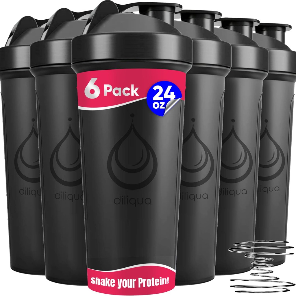 6 PACK, 버블 믹스를 위한 와이어 위스키 병|BPA-Free & Dishwasher Safe | 6 24 oz 셰이커 병 | 쉐이커 컵