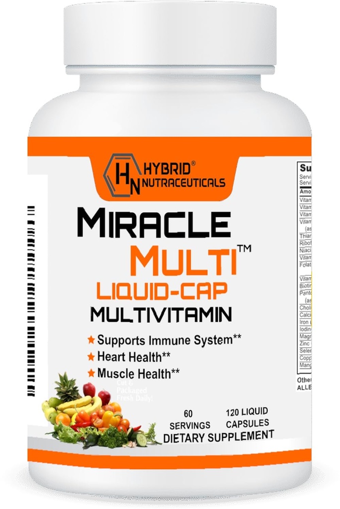 MiracleMulti 액체 Multivitamin 캡슐 남성 & 여성 - CoQ10, B12, 42 Superfood Enzyme - 120 Softgels를 가진 전체적인 음식 혼합 매일 비타민 & 무기물 보충교재