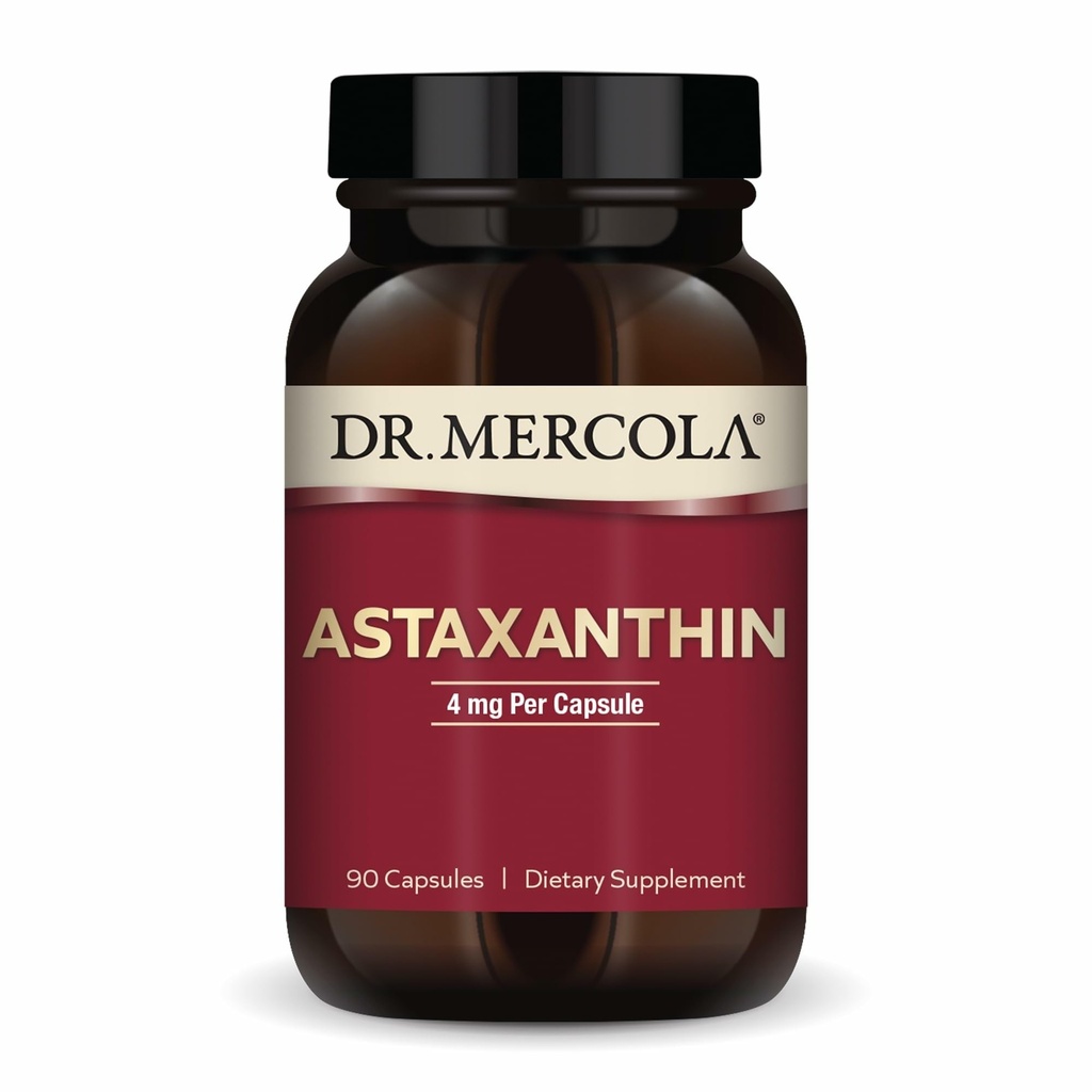 Mercola Organic Astaxanthin 박사 - 4 mg Astaxanthin - 강력한 산화 방지제 지원 - 유기 미생물 추출물 - 비 GMO, 글루텐 - 무료 & Soy-Free - 90 캡슐 (90 서빙)