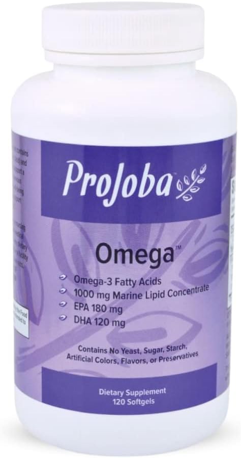 Youngevity Projoba OmegaTM - 1000 mg Omega-3 - 고순도 - 180 EPA & 120 DHA는 뇌와 심장 건강 -120 Softgels (1의 포장)를 승진시킵니다