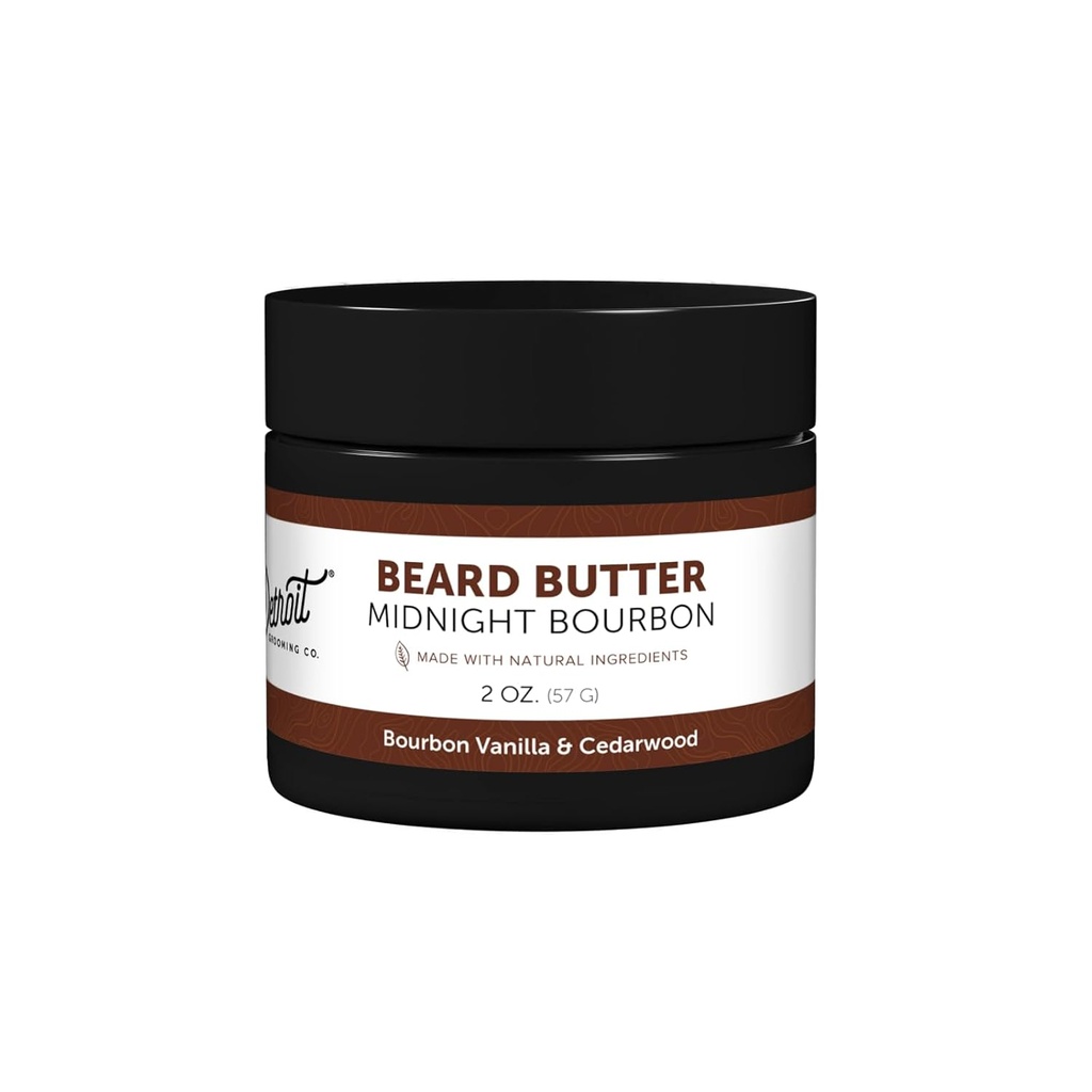 디트로이트 (Detroit Grooming Co. Beard Butter) 남성용| 한정판 | 소프트렌즈, 히드라테 & 누리쉬와 함께 Safflower Oil & Shea Butter | Midnight Bourbon Scent, 2oz