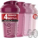 VELOMIX -4 PACK- 20 OZ Protein Shaker Bottles for Protein Shakes, Small Shaker Bottle Pack, Shaker Cup, Shakers for Protein Shakes (베리 혼합)
