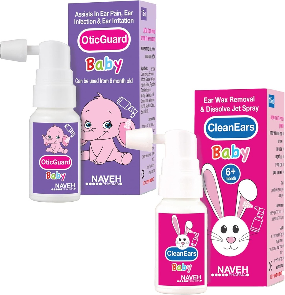 1개 단위 Naveh Pharma CleanEars 아기 Earwax 제거 살포 1개 Fl Oz + NAVEH PHARMA Otic 감시 아기 귀 감염 살포 0.5 Fl Oz의 1개 단위
