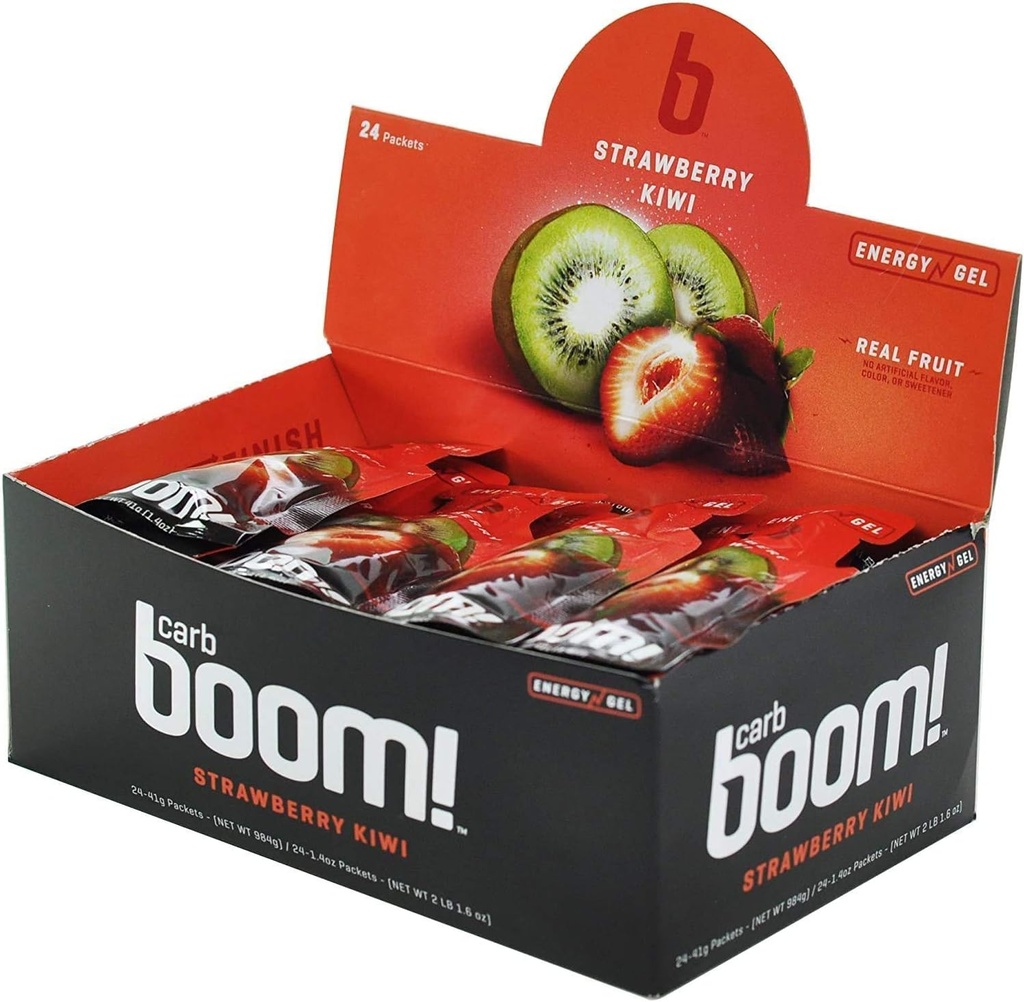 Boom Nutrition Carb Energy Gel - 사이클링 및 실행을위한 Fruit-Flavored 운동 젤 - 자연 다양성 6 맛 (2 각) - 12 팩