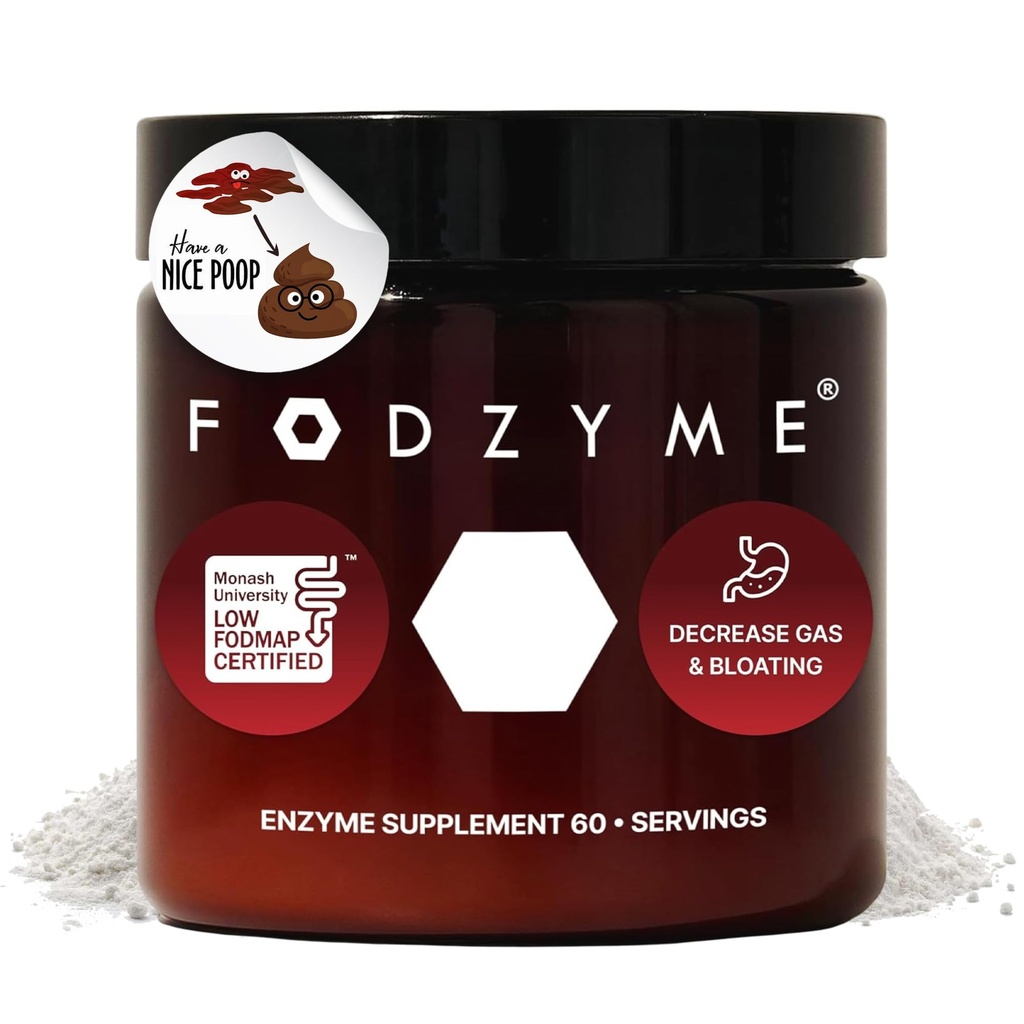 FODZYME® 홈 키트 소화 효소 Gut 건강, Bloating, 가스, 변비, Diarrhea, 복부 통증, 낮은 FODMAP, 60 복용량에 대 한 완화