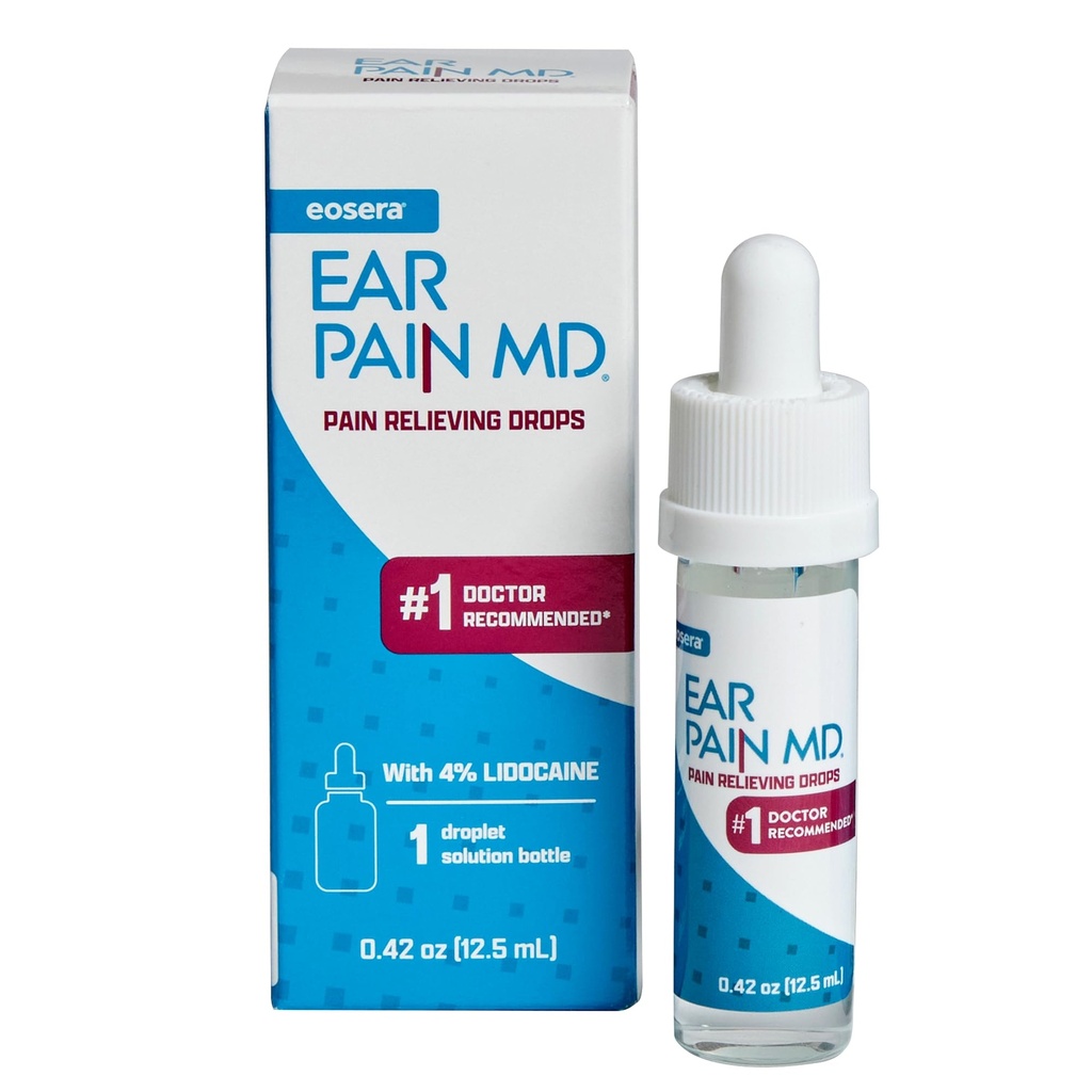 Eosera 귀 통증 MD® - 최대 강도 통증 완화를위한 4% 리도카인 귀 드롭 - 성인 및 어린이를위한 빠른 행동, 신경통 치료 (12.5 mL)