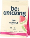 BE AMAZING Pre 운동 분말, 125mg 천연 카페인, Ashwagandha 및 Adaptogens, 설탕 무료 음료 혼합 남성과 여성, 글루텐 무료, 비 GMO, 수박 캔디, 30 서빙