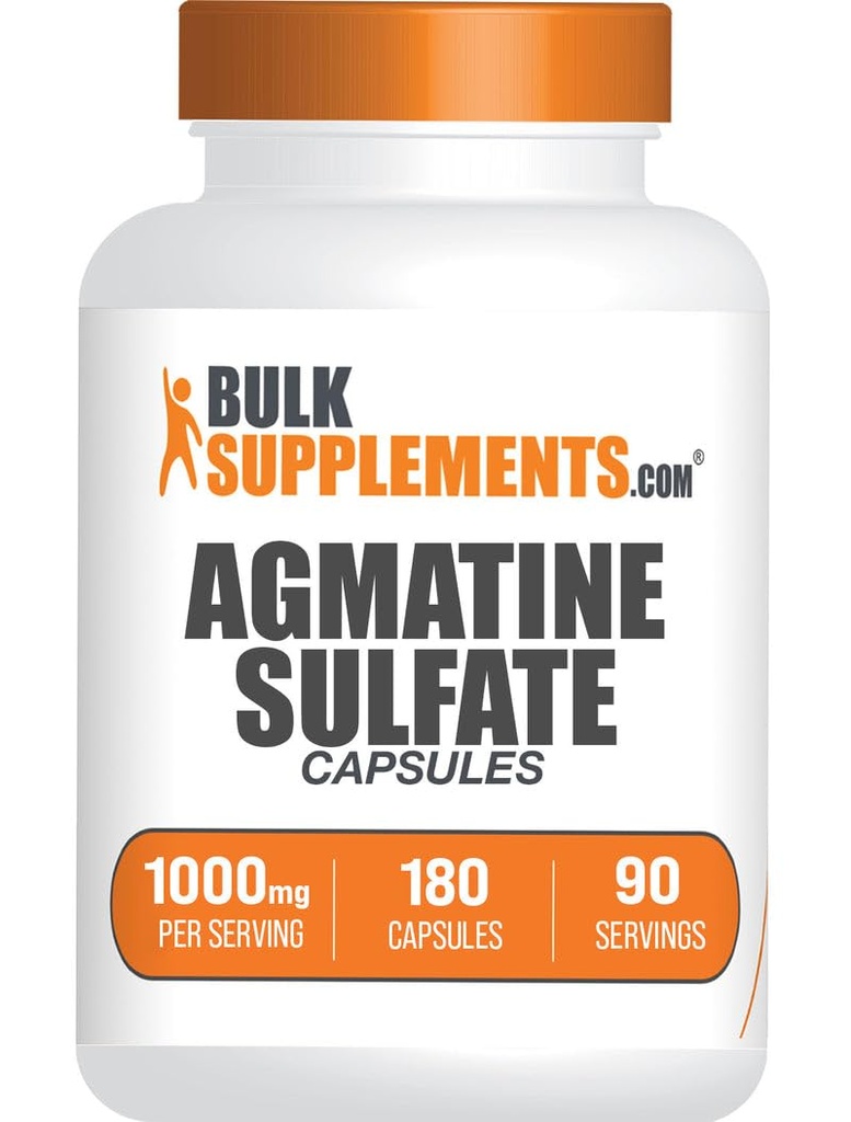 BulkSupplements.com Agmatine 황산염 캡슐 - Nitric 산화물 보충교재, Agmatine 보충교재 - 글루텐 자유로운, 서빙 당 2개의 캡슐, 180 조사 (1의 포장)
